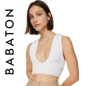 Babaton Sculpt Knit Deep V Tank Top – White – Size XS – NWOT